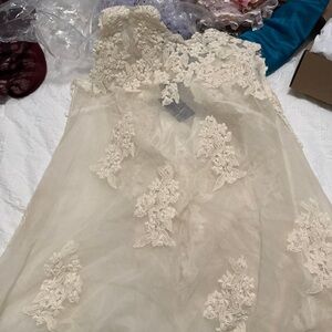 Vanessa Mooney Cream Lace Maxi Dress